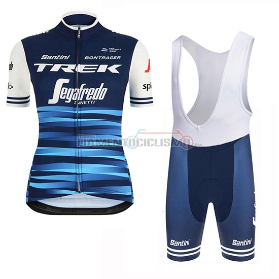 Abbigliamento Ciclismo Donne Trek Segafredo Manica Corta 2019 Blu